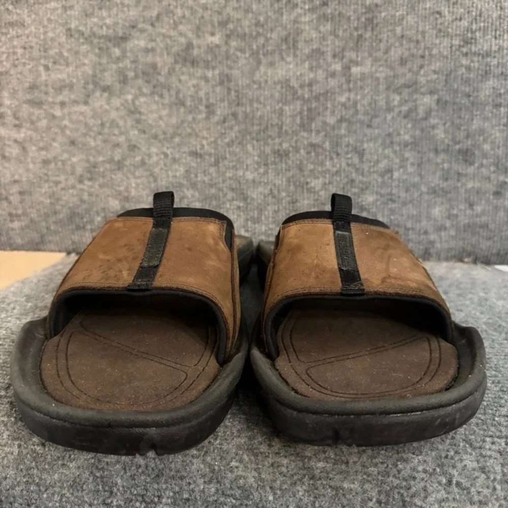 Sebago Docksides Mens Brown Leather Slide Sandals Casual Summer Shoes 13